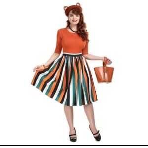 Collectif Pumpkin Stripe Jasmine Skirt Fall Size Large Size US 10